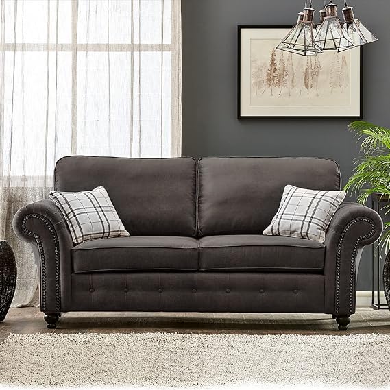 Hugo Black Bonded Leather 3 Seater Sofa