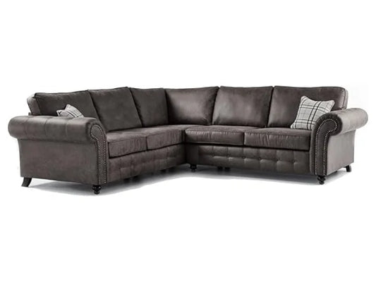 Hugo  Black Bonded Leather Cornerback Sofa
