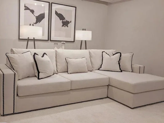 Chelsea Large Corner Sofa with Black Piping