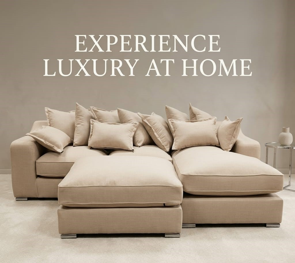 Artisan Comfort Medium + Footstool - Chenille Sand