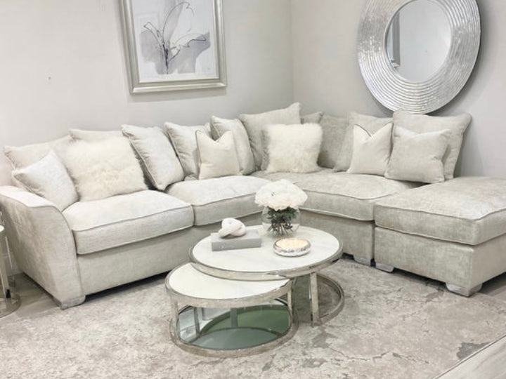 Zara Oyster Scatter Cushion Corner Sofa