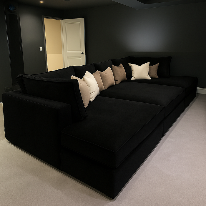 Belmont Cinema Couch Sofa with Footstools