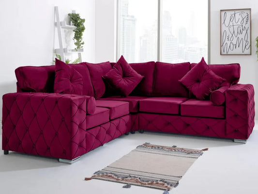 Naples Corner Fullback - 2c2 + Bolster  Buttoned Cushions