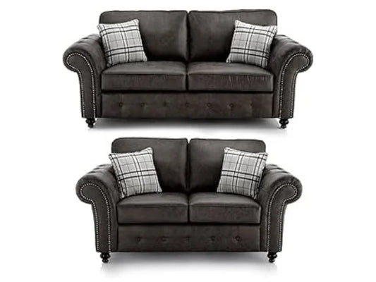 Hugo  Black Bonded Leather 3+2 Sofa Set