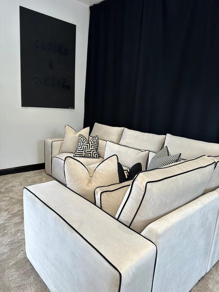 Camden Modular Sofa Set - Cream with Black Piping