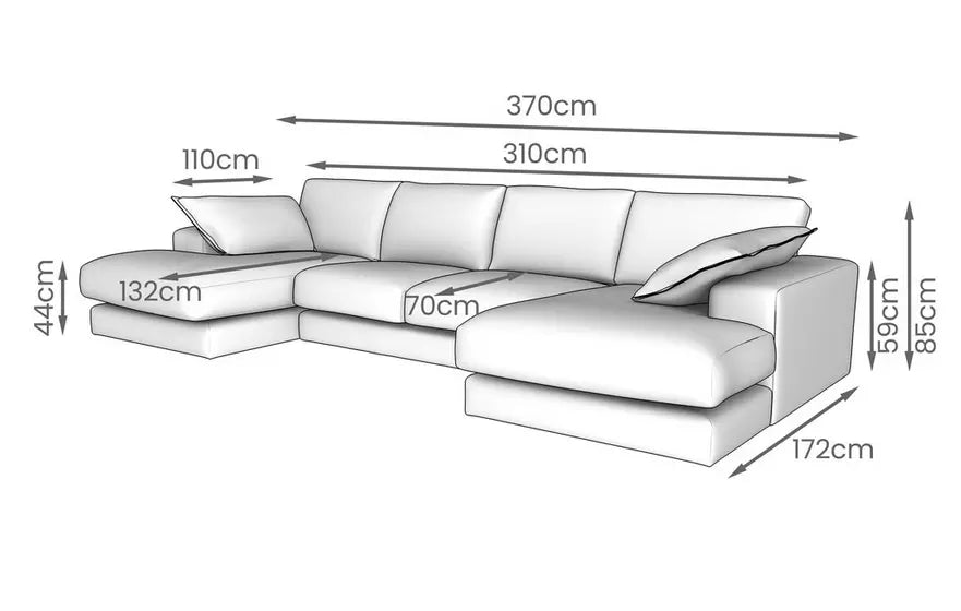 London Large Double Ended Chaise Sofa