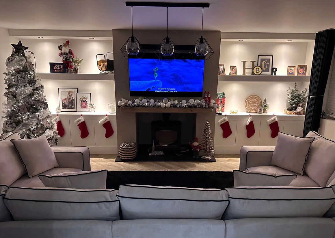 Camden Cream w Black Piping Extra Large U Shape Sofa