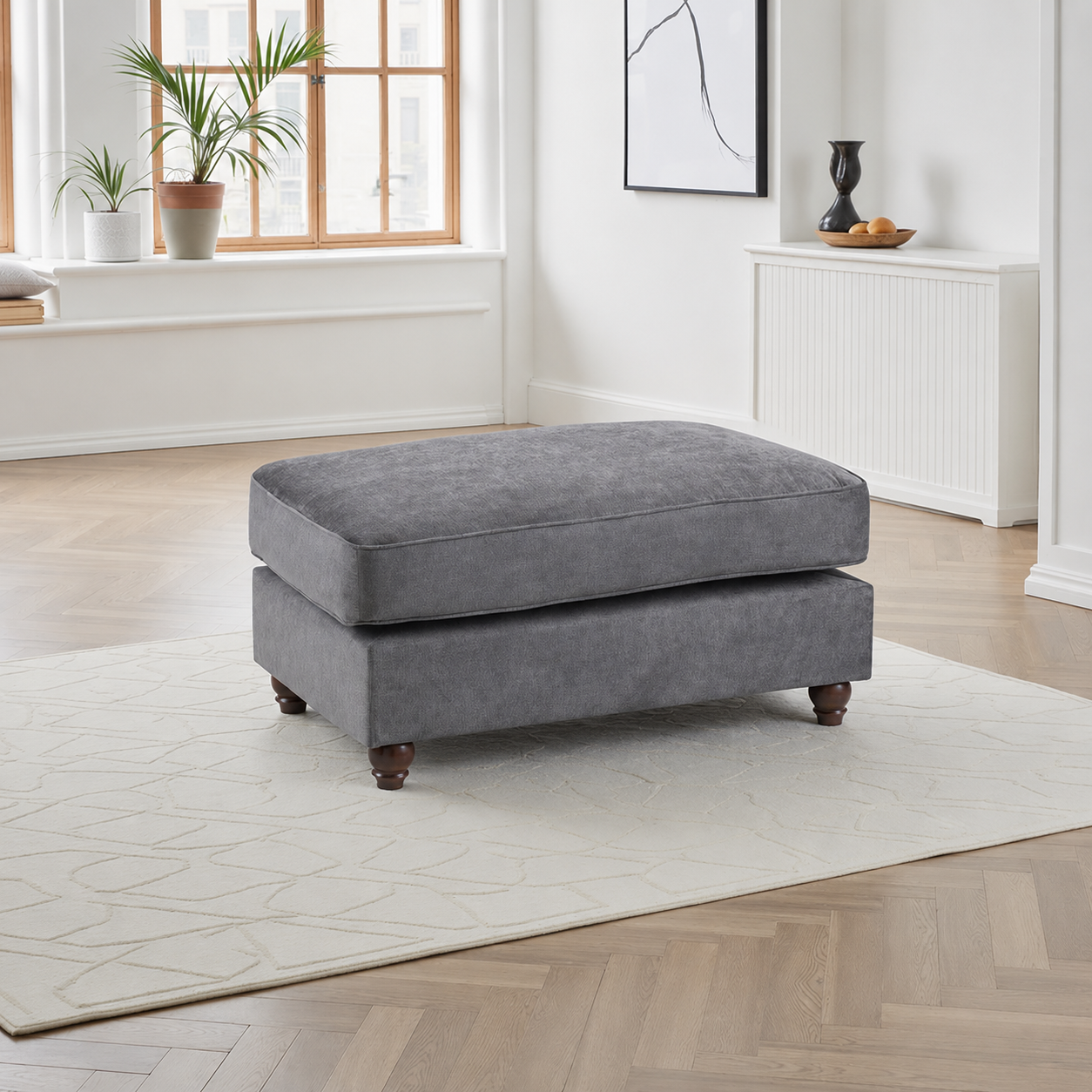 Sloanne  Fullback Sofa Grey Footstool