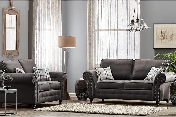 Hugo  Black Bonded Leather 3+2 Sofa Set