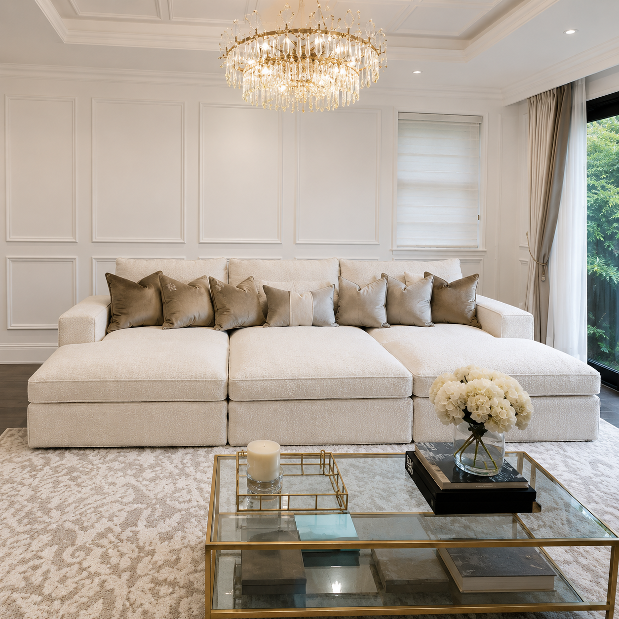 Belmont Modular Cinema Couch Sofas with Separate Footstools