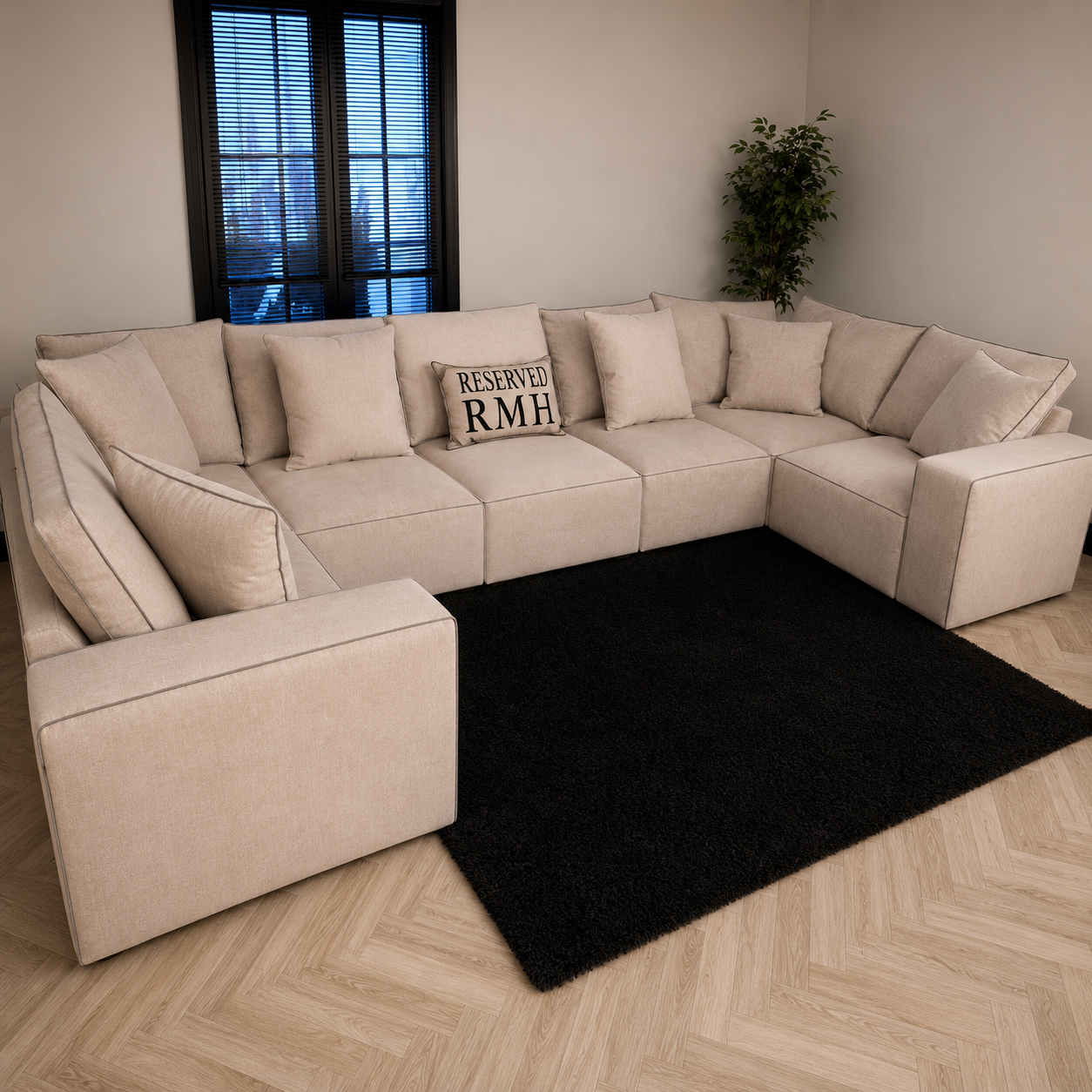 Camden w Black Piping Extra Large Modular Sofa - 7 pieces