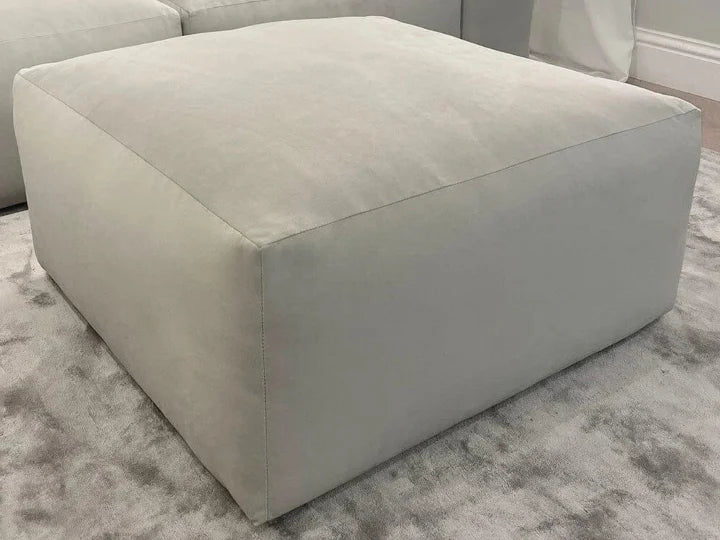 Brooklyn Silver Velvet Footstool