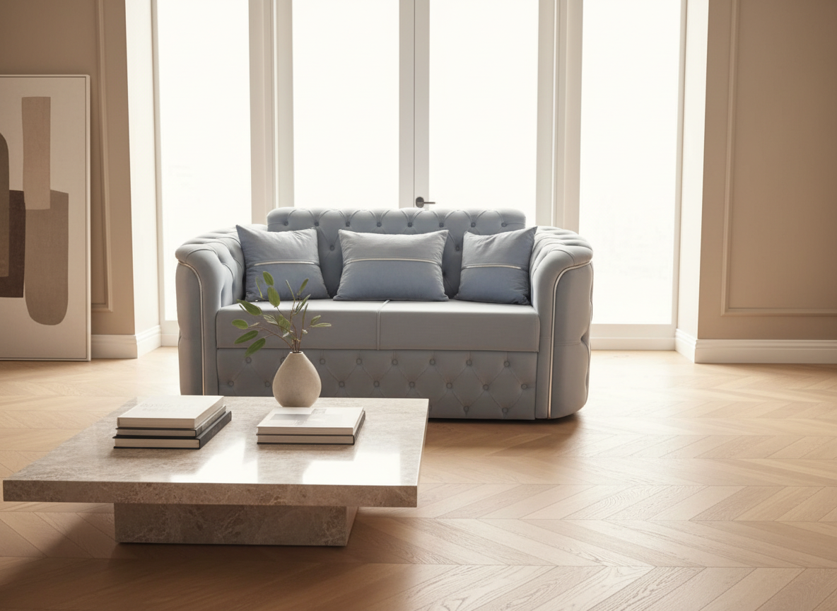 Harem - Chesterfield - 2 x 2 Seater Silver - Clearance