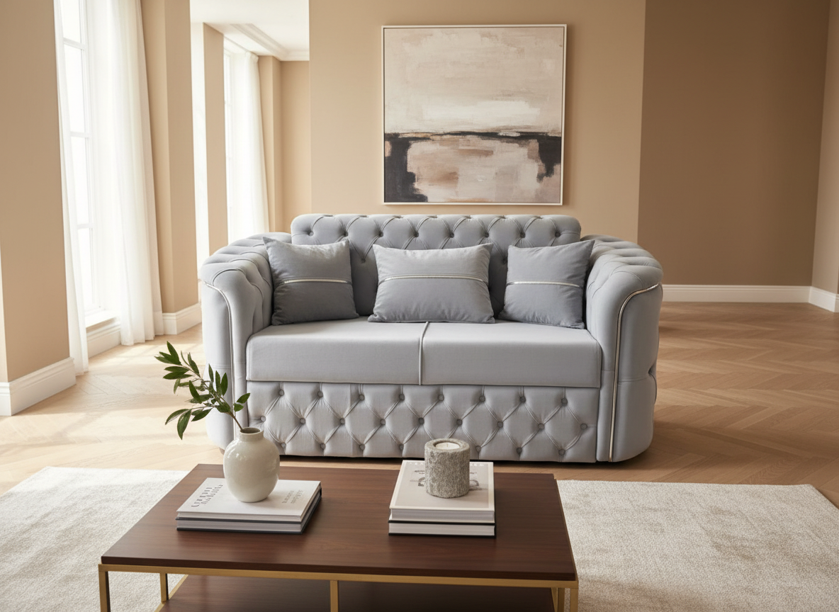Harem - Chesterfield - 2 x 2 Seater Silver - Clearance