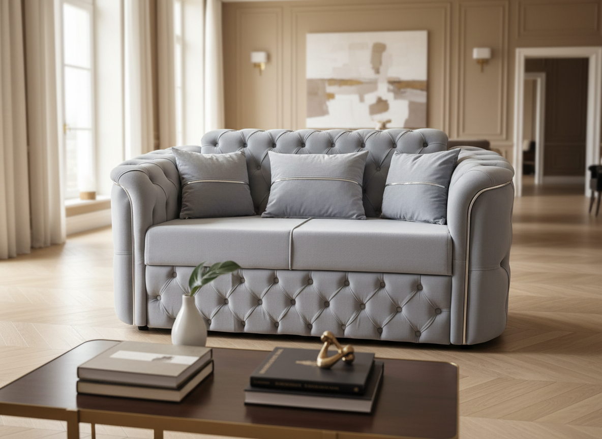 Harem - Chesterfield - 2 x 2 Seater Silver - Clearance
