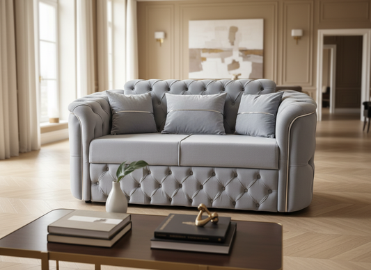 Harem - Chesterfield - 2 x 2 Seater Silver - Clearance