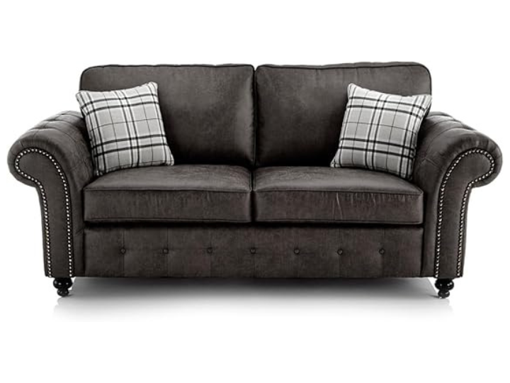 Hugo Black Bonded Leather 3 Seater Sofa