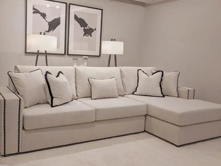 Chelsea Large Corner Sofa with Black Piping