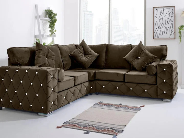 Naples Corner Fullback - 2c2 + Diamonds+ Bolster / Buttoned Cushions