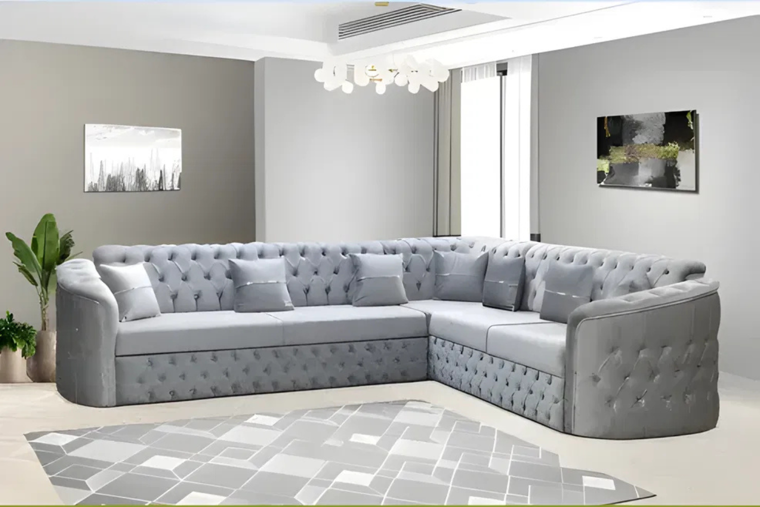 Konya Luxury Corner Sofa – Premium Deep-Button Design