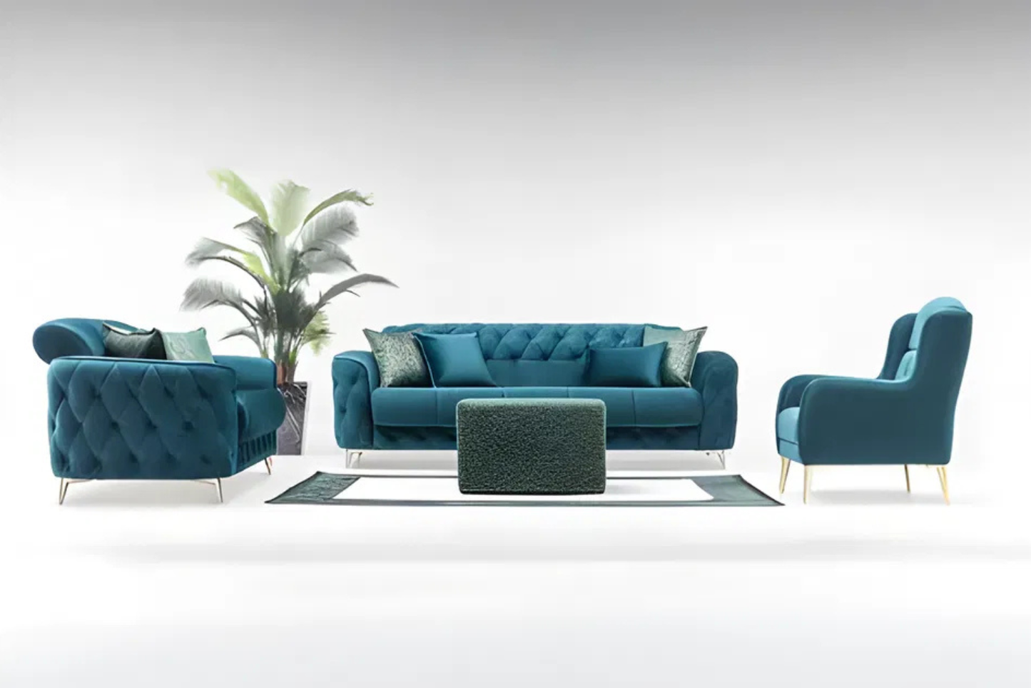 Bodrum Luxury Velvet Sofa Set – 3 Seater & 2 Seater