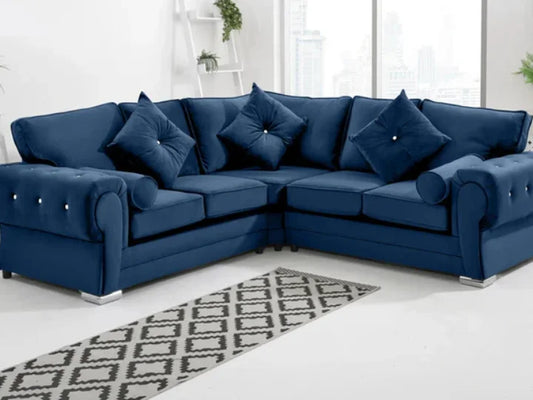 Verona Plush Corner Fullback + Extra Cushions + Diamonds