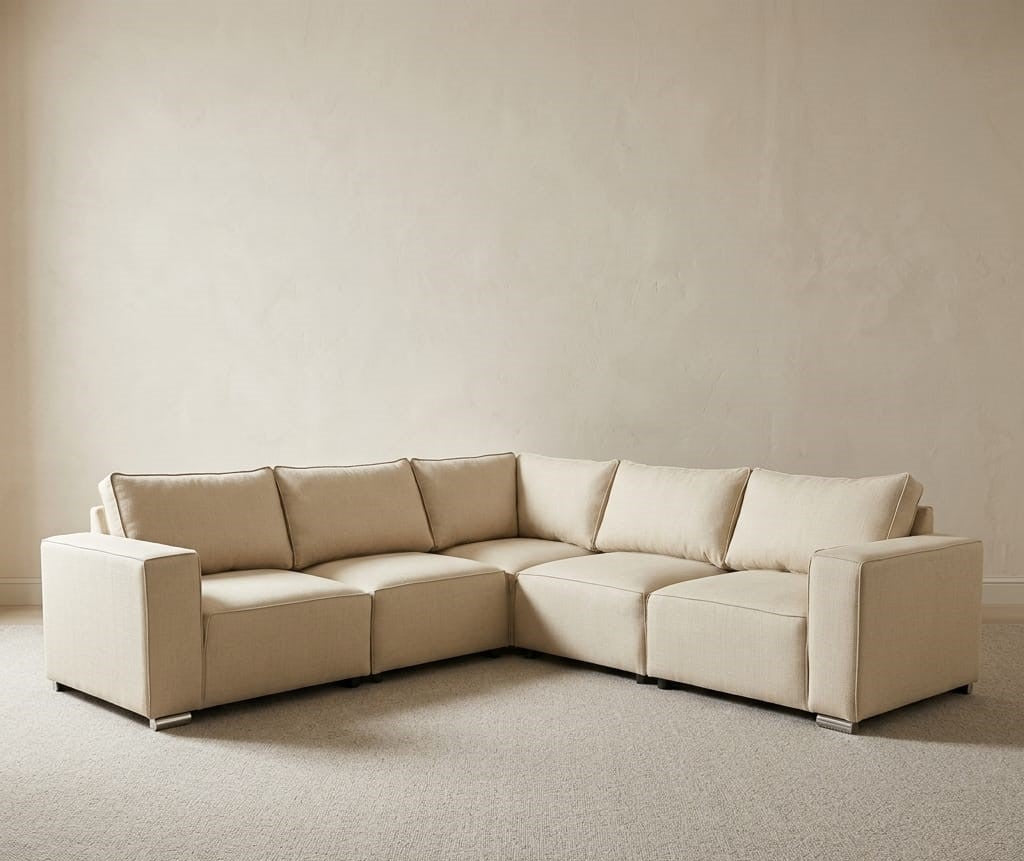 Austen Double Corner Sofa - Modular - Chenille Cream - Clearance