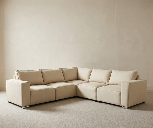 Austen Double Corner Sofa - Modular - Chenille Cream - Clearance