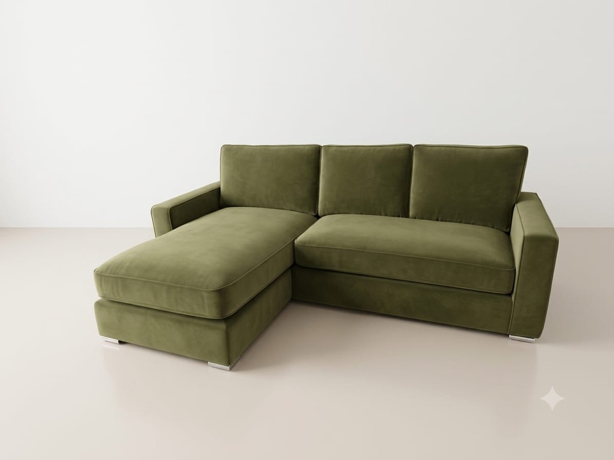 Elsham Lounge - Facing Left - Plush Khaki - Clearance