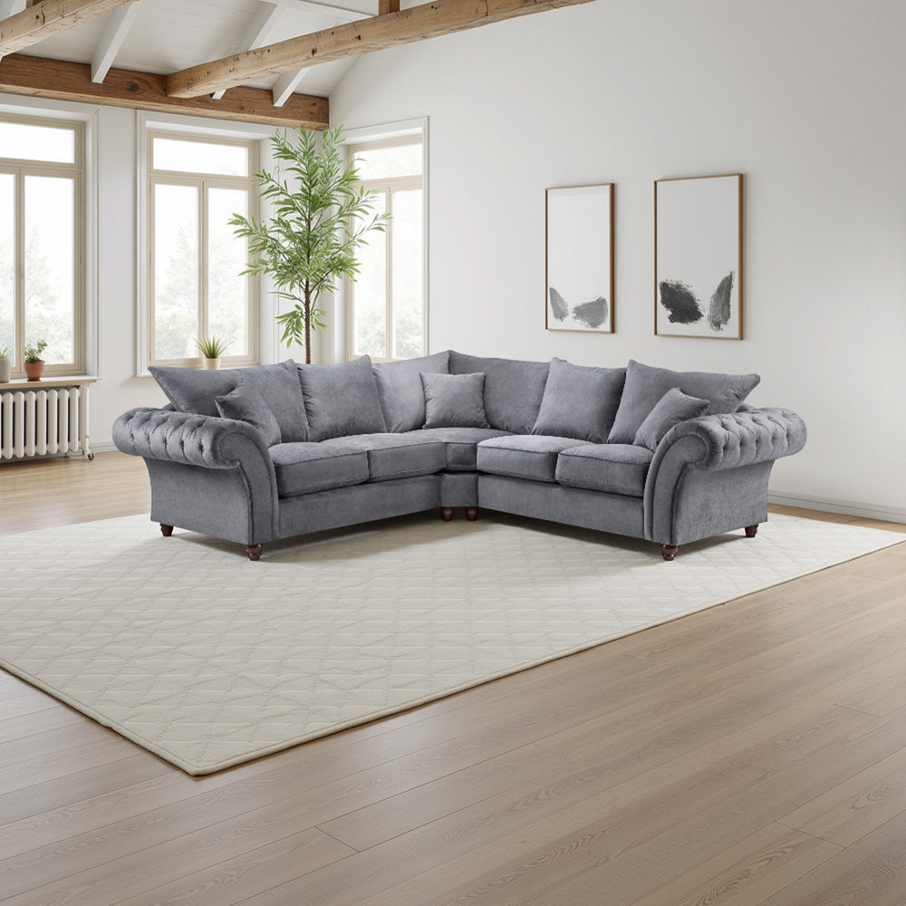 Sloanne  Fullback Grey Large Corner Sofa