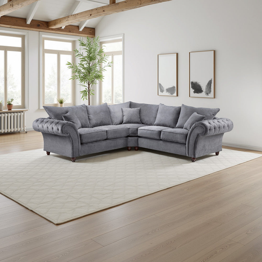 Sloanne  Fullback Grey Large Corner Sofa