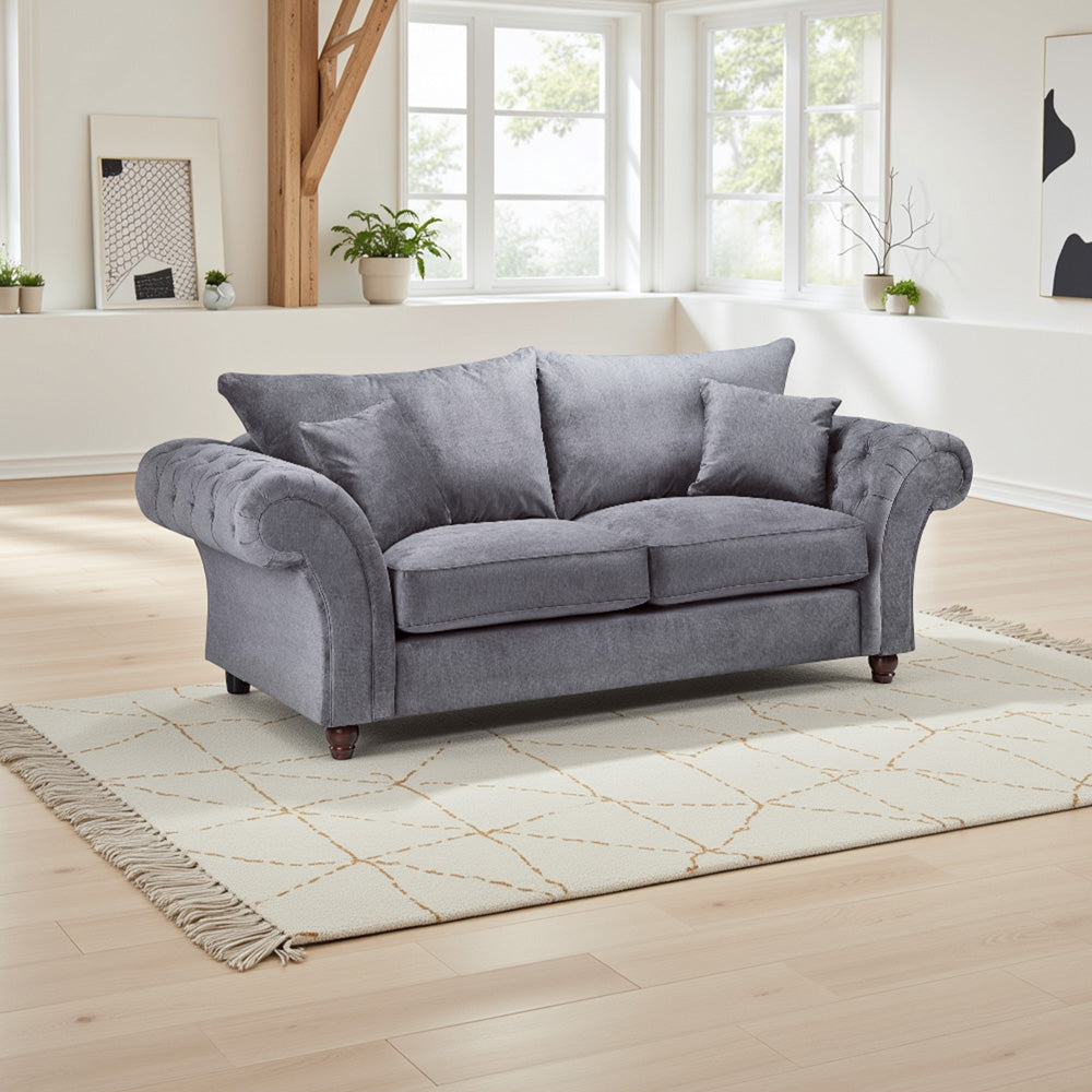 Sloanne Fullback Sofa Grey 3 Seater