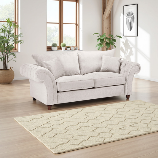 Sloanne Fullback Sofa Stone 3 Seater