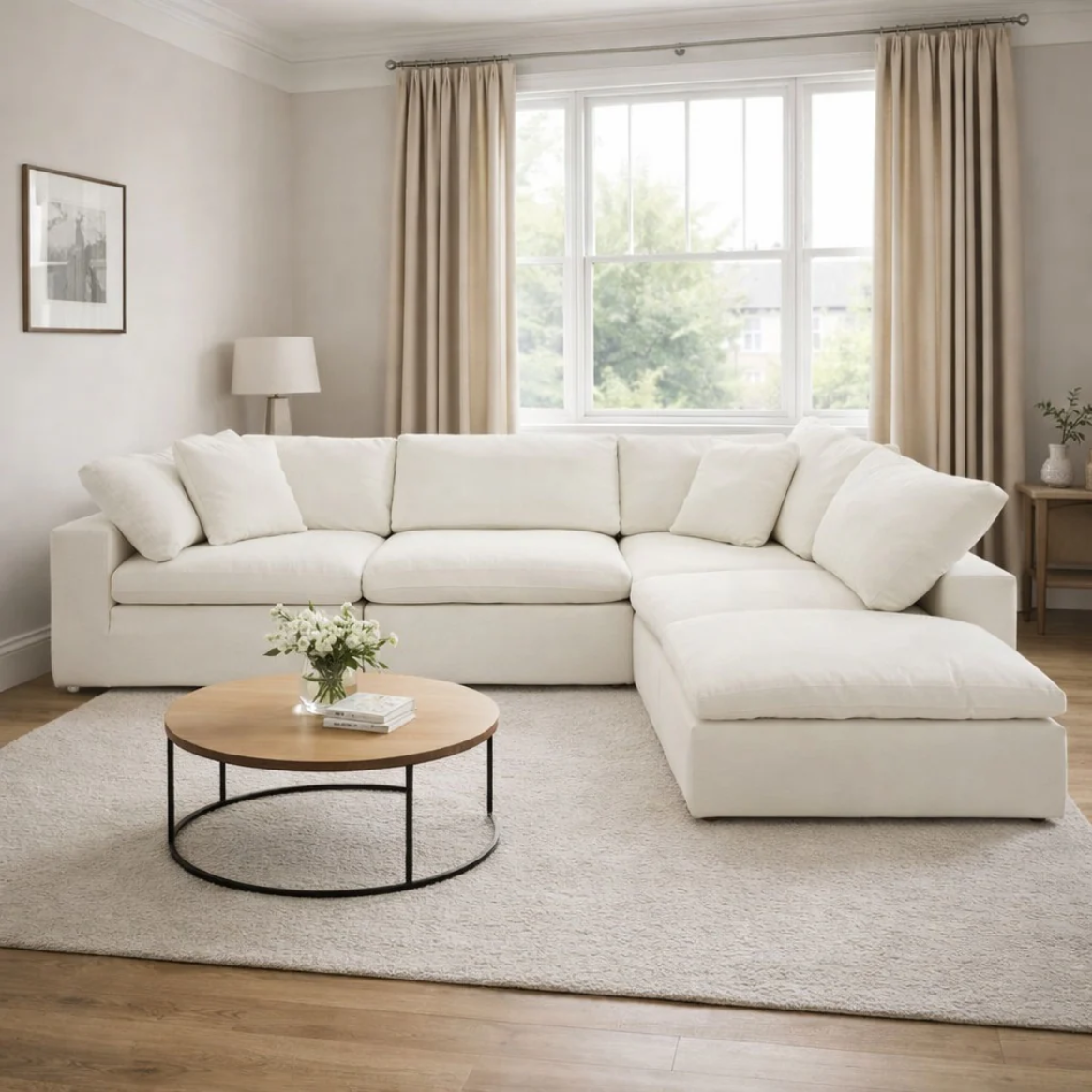 Cloud L Shape Open End Sofa + Foot Stool - Modular
