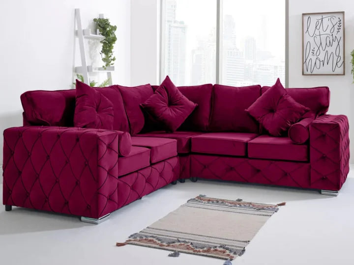 Naples Corner Fullback - 2c2 + Bolster  Buttoned Cushions