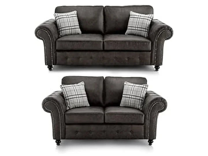 Hugo  Black Bonded Leather 3+2 Sofa Set
